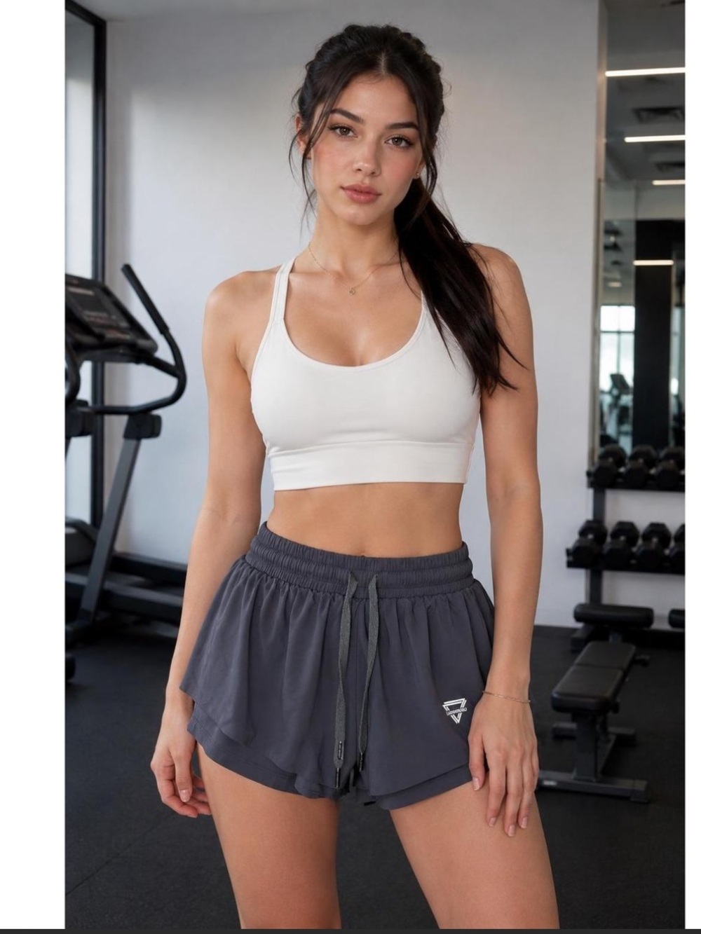 Luogongzi Butter Soft Flutter Shorts with Compression in Black